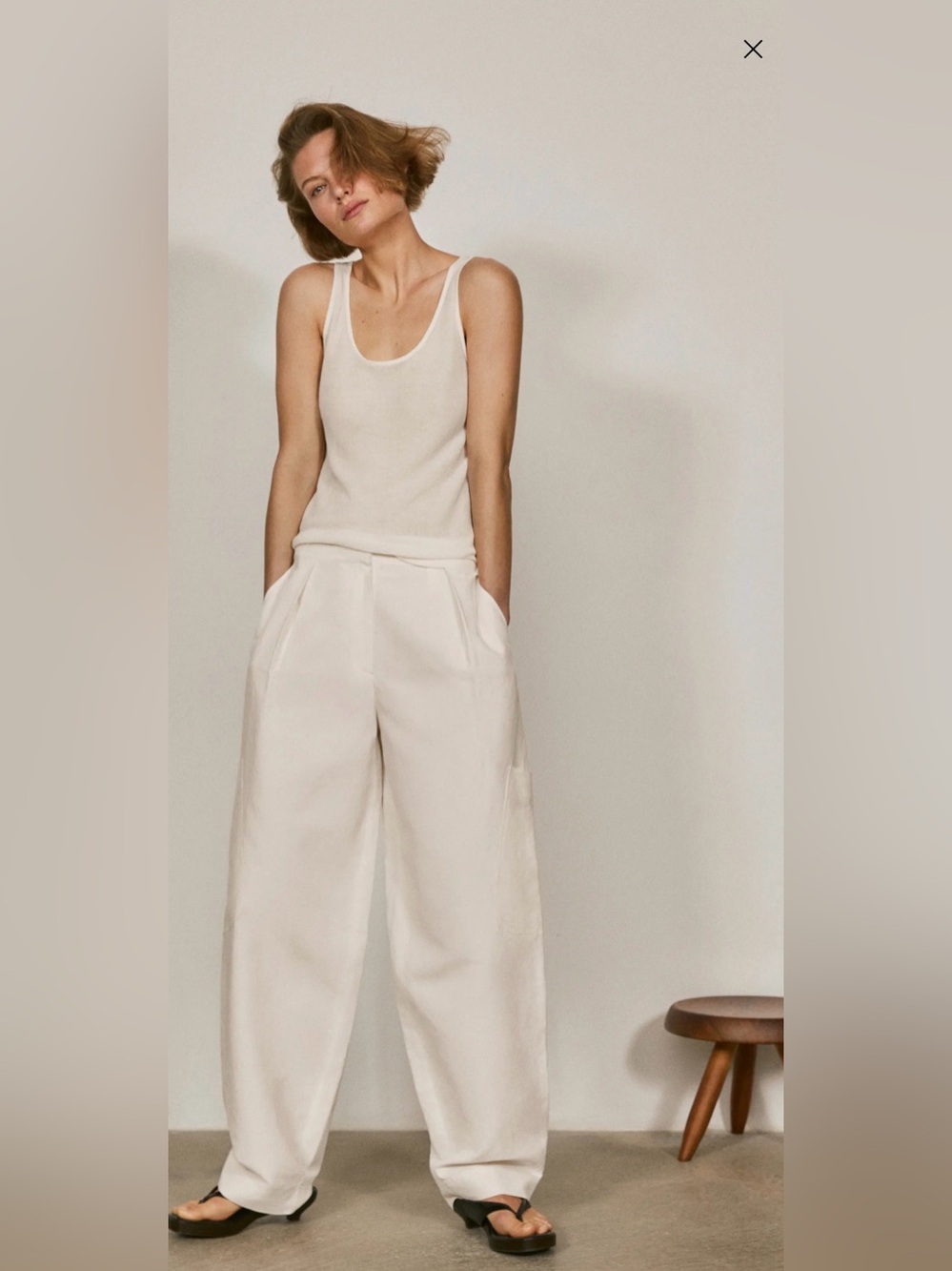 Massimo Dutti NWT $279 Cream Flowing Trousers with Darts Size EUR 42 US 10